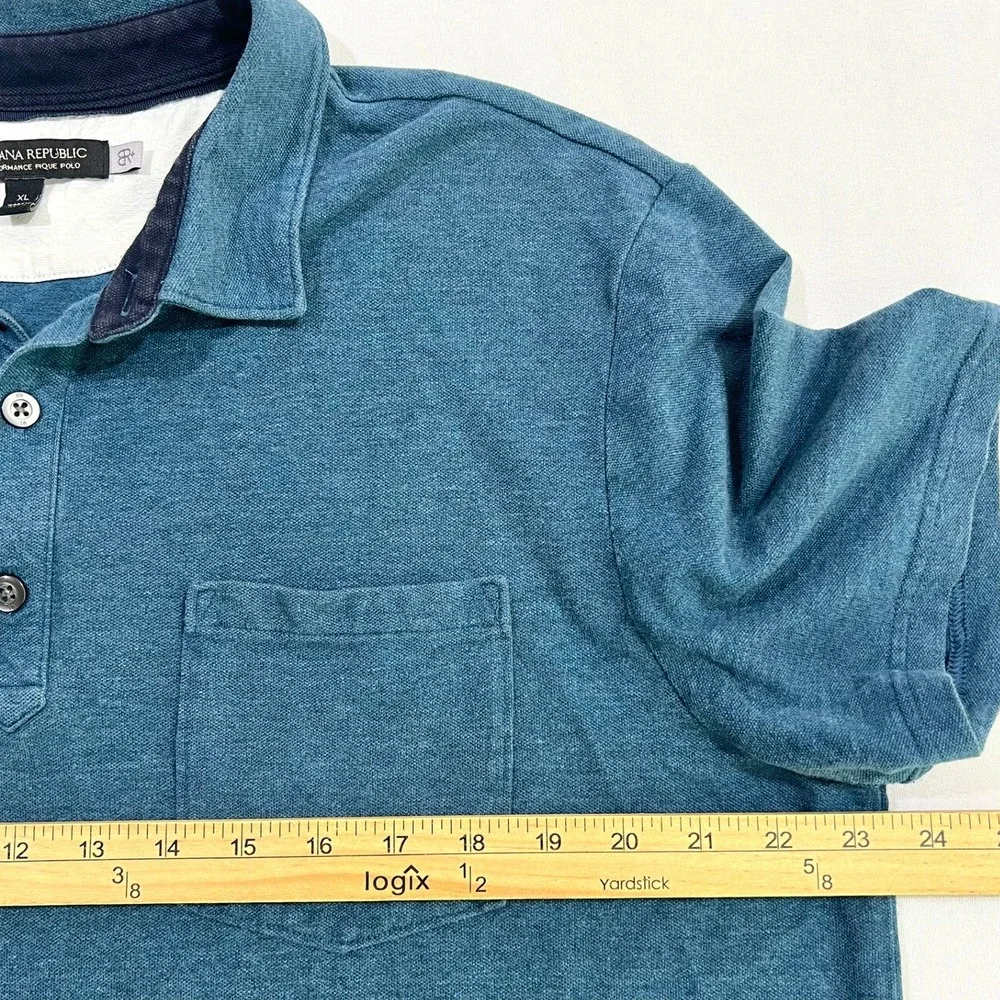 Banana Republic Dont Sweat It Performance Pique Polo Shirt Mens‎ XL Blue Pocket